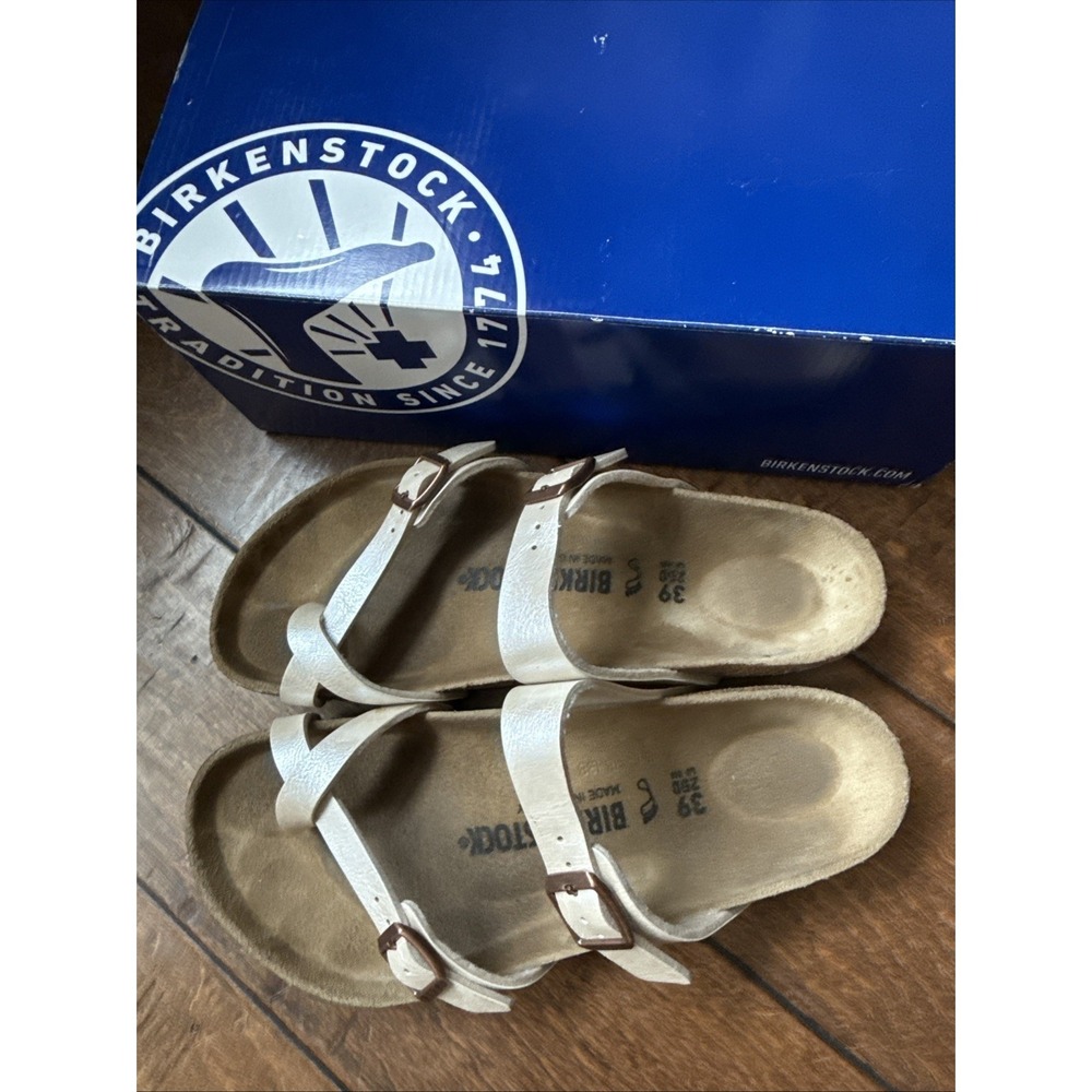 Birkenstock Mayari Graceful Pearl White Sandals Birks Sz 39 US 8 - Picture 2 of 9